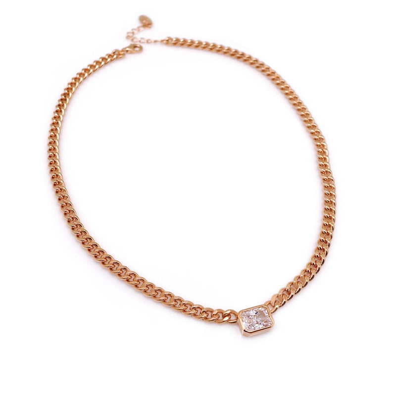 JACQUE SQ STONE CHAIN NECKLACE