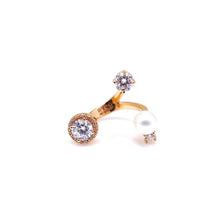 Load image into Gallery viewer, CAROLIN 2 ROUND PAVED PEARL RING
