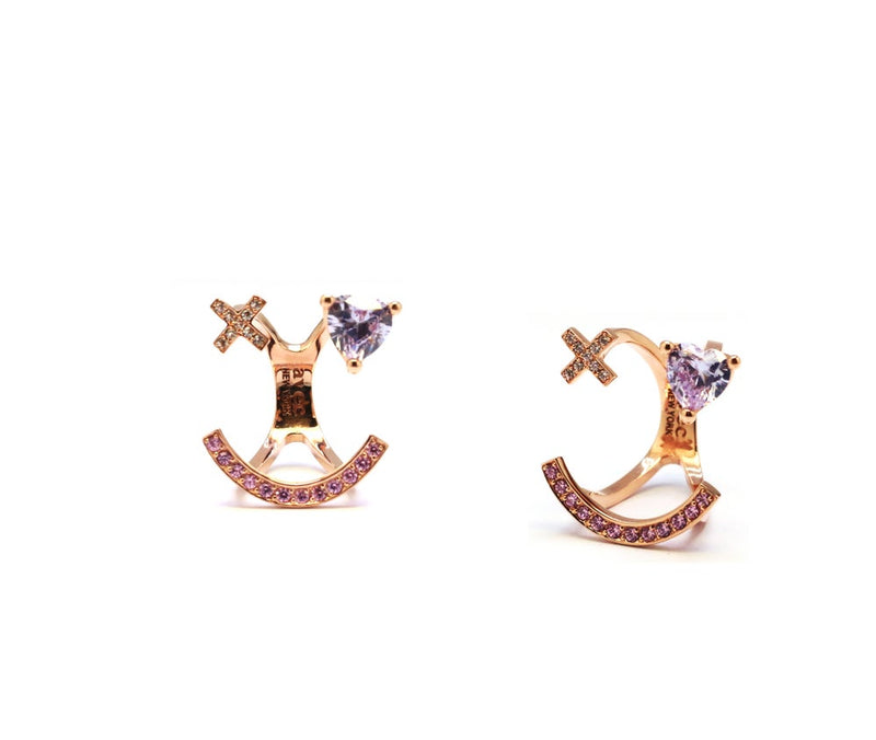 X HEART STONE SMILE PAVE RING