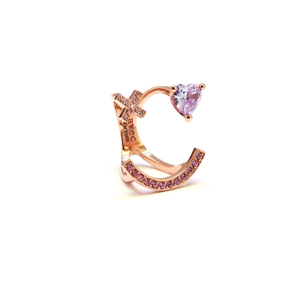 X HEART STONE SMILE PAVE RING