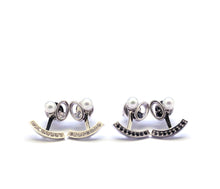 Load image into Gallery viewer, EYE PEARL SMILE PAVE EARRING
