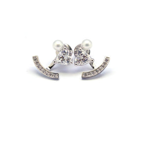 HEART PEARL SMILE PAVE EARRING