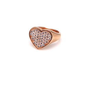 J'ADORE HEAR PAVE SIGNET RING