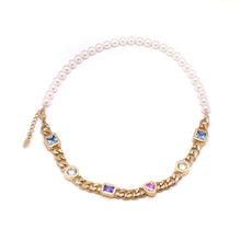 Load image into Gallery viewer, PEPE MULTI STONE PEARL CHAIN NECKLACE
