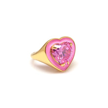 Load image into Gallery viewer, PEPE HEART STONE ENAMEL RING
