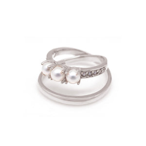 CARMINE 2 PEARL DBL ROW PAVED RING