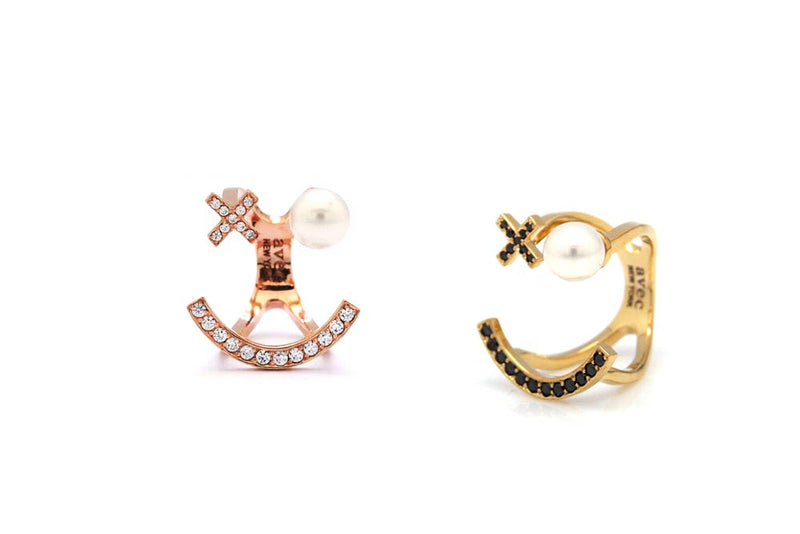 XO PEARL SMILE PAVE RING