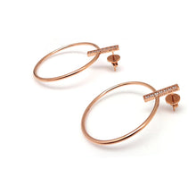 Load image into Gallery viewer, YVES PAVE BAR HOOP EARRING
